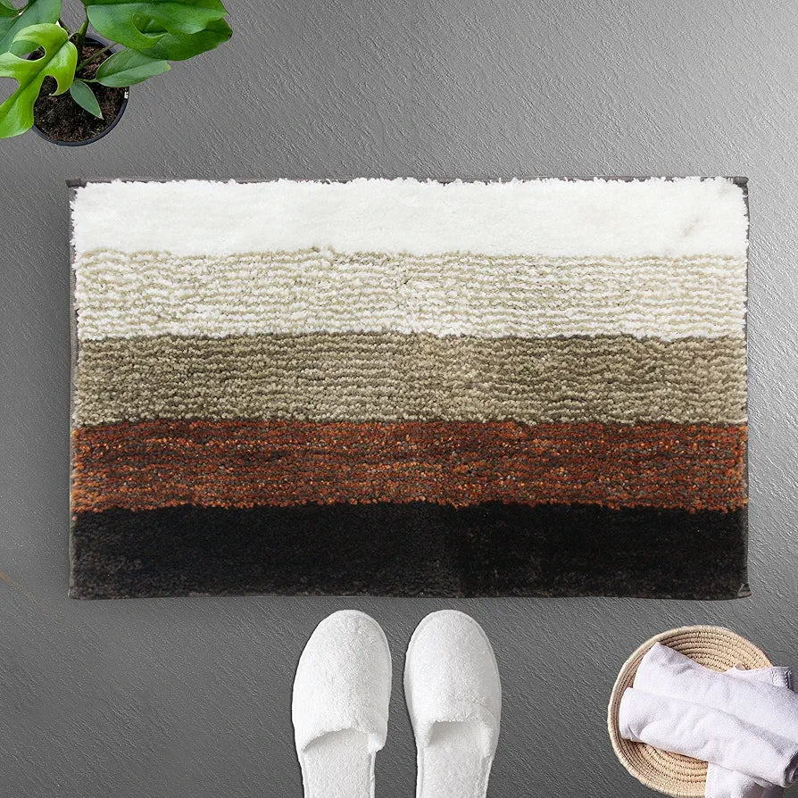 Luxe Home Bath Mat Super Soft Anti Skid Slip Water Soak Washable Oyster Door Mats for Home, Bathroom Mat, Floor Mat, Kitchen Mat for Floor  Teracotta, Pack of 2